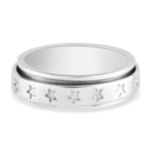 Spinner Band Ring Sterling Silver Stars 6.20 Grams